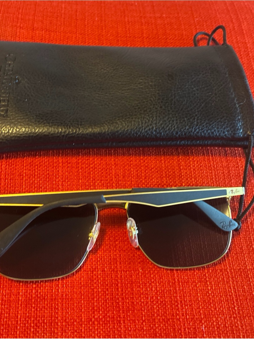 Ray-Ban RB3569 Men's Square Sunglasses Black Frame Gold Black